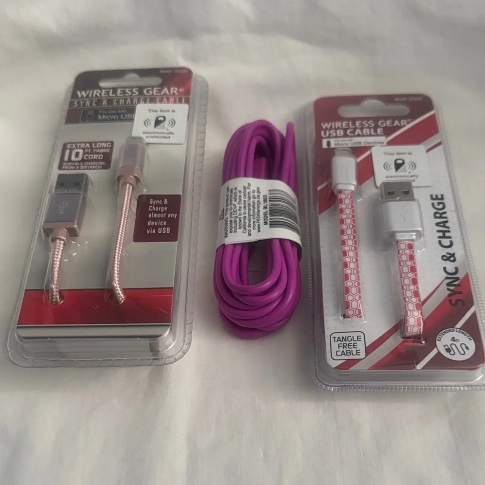 USB Charging Cable Set - Pink and Purple